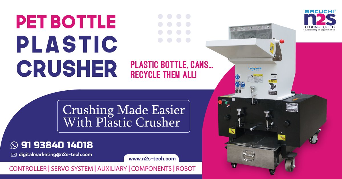 N2S_Tech's tweet photo. N2S Technologies is the leading supplier of pet bottle plastic crushing machines all over India.
For more details, @ 9384014018 ✉️digitalmarketing@n2s-tech.com
#recycling #plastic #plasticfree #crushermachine #PetBottlescrushingmachine #plasticrecycling♻️ #crushingmachine https://t.co/zg9ey7xyKf