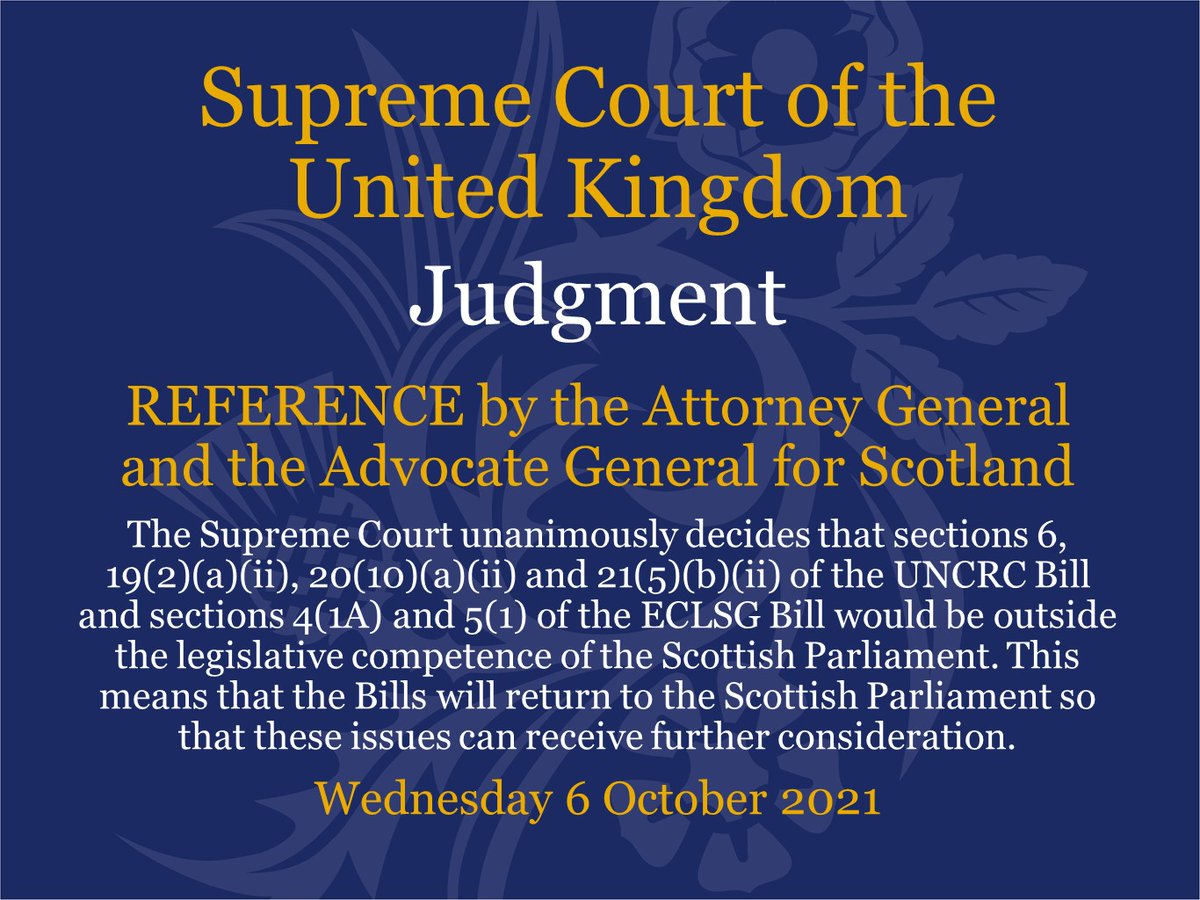 Judgment has been handed down this morning in the case of REFERENCE by the Attorney General and the Advocate General for Scotland 2021/0079 and 2021/0080 supremecourt.uk/cases/uksc-202…