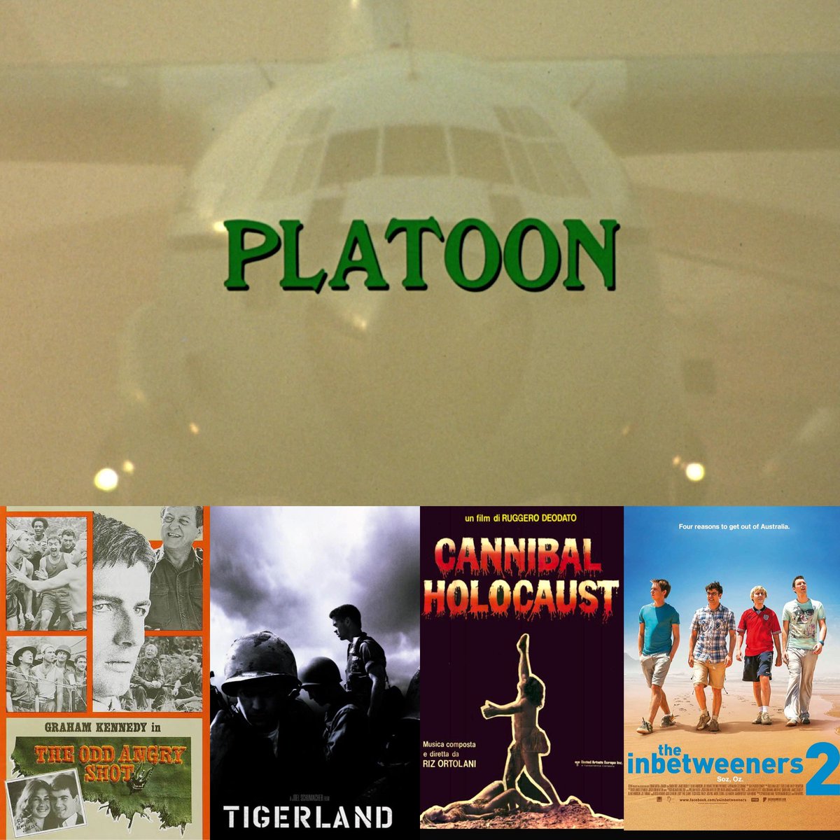 ChatFlixPodcast's tweet photo. Find our #Platoon ep 🪖 LINK IN BIO 🎧 #ChatflixRecommends these flicks also
#TheOddAngryShot #TomJeffrey #GrahamKennedy #Tigerland #JoelSchumacher #ColinFarrell #MatthewDavis #CannibalHolocaust #RuggeroDeodato #RobertKerman #TheInbetweeners2 #DamonBeesley #IainMorris #SimonBird https://t.co/HMuJJRELbE