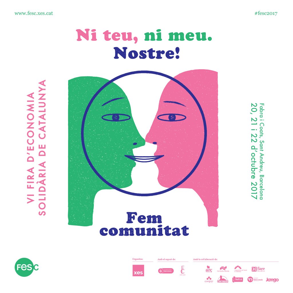 XES_cat's tweet photo. 😃 El cartell, un any més obra de l'@Apostrof_coop, representava el lema de la #FESC2017: "Ni teu, ni meu. Nostre! Fem comunitat".

Ens vam proposar aprofundir en el concepte d’allò comú i reflexionar sobre la gestió pública-privada-comunitària dels.

Us sona? 🤷🏽 #10AnysFESC https://t.co/b4lb352uz0