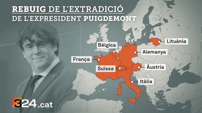 elle_dau's tweet photo. États démocratiques 7 - Espagne 0
Belgique, Allemagne et Italie ont refusé ou suspendu la remise de Carles Puigdemont.
Autriche, France, Lituanie ont indiqué au juge Llarena qu'ils n'exécuteraient pas le MAE.
La Suisse a indiqué qu'elle n'extradait pas pour des délits politiques. https://t.co/RmkZ3igslg