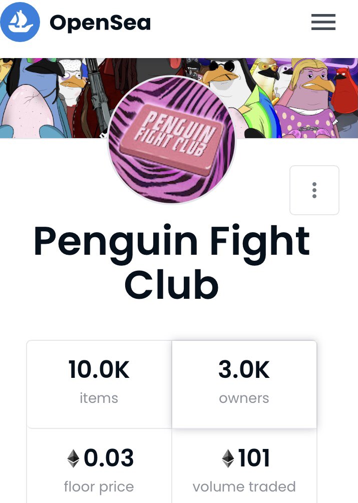 GM <a href="/opensea/">OpenSea</a>, please get @penguinfightNFT verified, we have surpassed the 100 Eth Traded, and have almost 3,000 Unique Wallet Holders. Help us protect our community from scams by verifying the collection. #PFC #FightMe #ProjectPenghem
