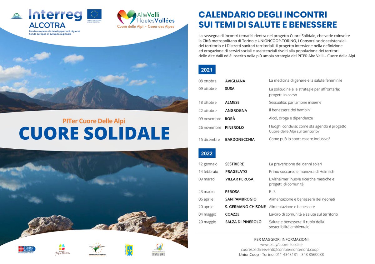 CittaMetroTO's tweet photo. Iniziano venerdì #8ottobre ad #Avigliana gli incontri organizzati nell'ambito del progetto europeo @InterregALCOTRA #Cuoresolidale (uno dei cinque progetti del Piano territoriale tematico @cuoredellealpi). Tema degli incontri: #salute e #benessere
https://t.co/6zlZyxCZ8l https://t.co/WEL3dXsHra