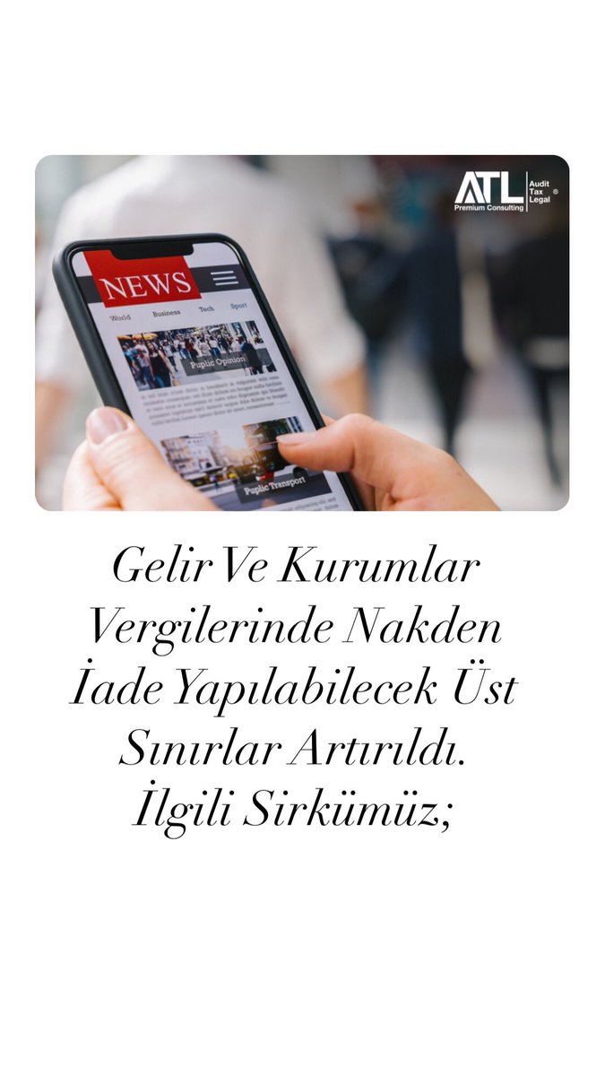 AtlYMM's tweet photo. Gelir ve Kurumlar Vergilerinde Nakden İade Rakamları Artırıldı. İlgili sirkülerimiz web sitemizde yayımlanmıştır.

https://t.co/ilzs8jLno7

#gelirvergisi #kurumlarvergisi #nakit #iade #ymm #tamtasdik #sözleşme #muhasebe #vergi #denetim #danışmanlık 

ATL: #Audit #Tax #Legal https://t.co/giyury77F5