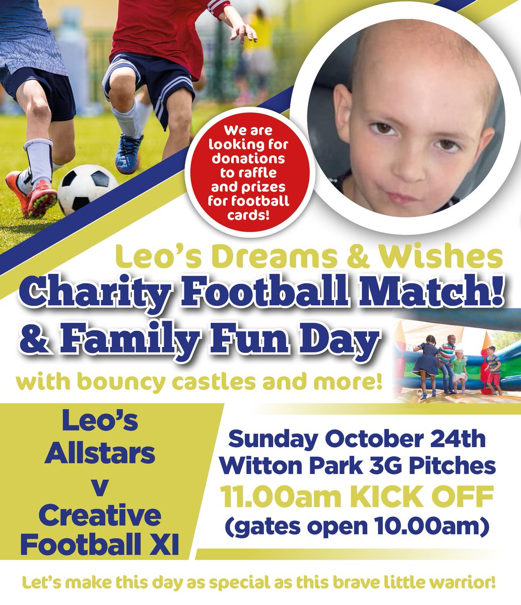 Creative Football &amp; <a href="/united_blokes/">Blokes United</a> will be donating 50% of subs collected in for the next 3 weeks for Leo's Dreams &amp; Wishes!

We also have great prizes being raffled off, ran by Bon Mccafferty on her facebook page daily!

Again all money raised is for Leo! m.facebook.com/story.php?stor…