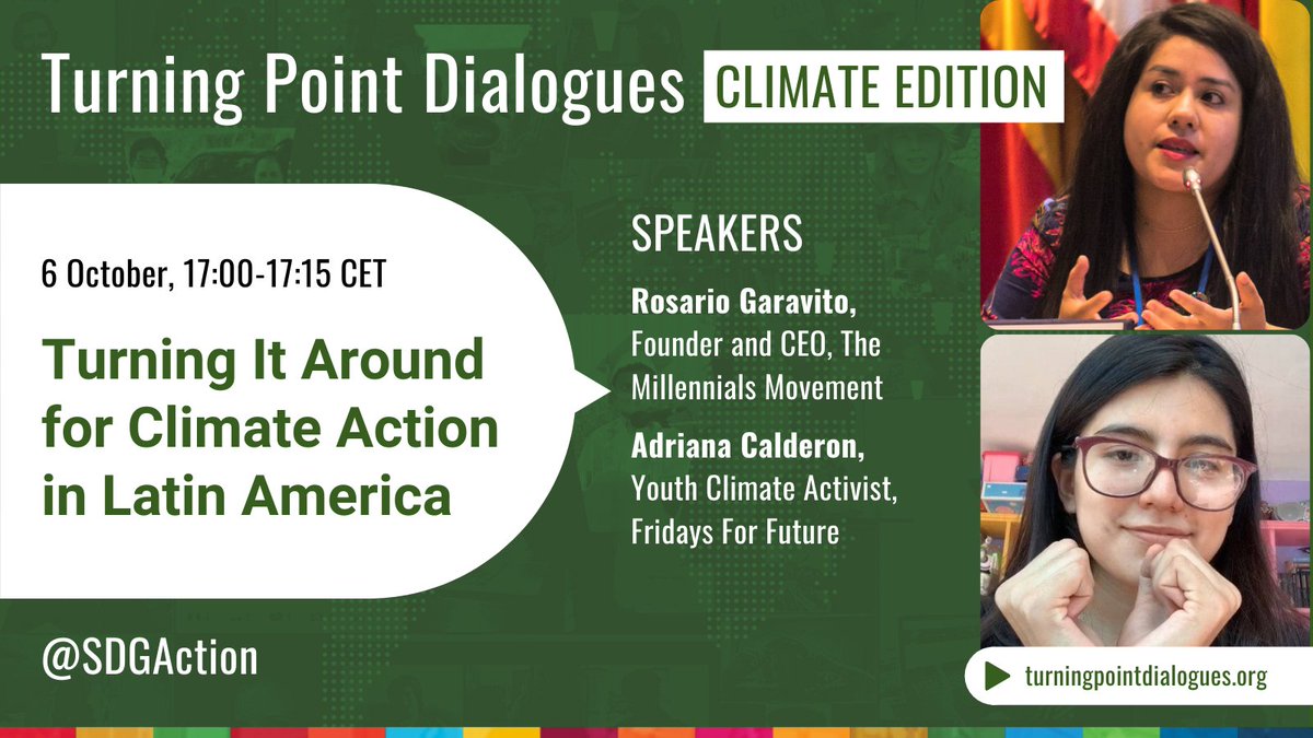 AshSaranguhewa's tweet photo. Hear from @TmmMillennials @rgaravito &amp; climate activist @adrianacalh28 on the realities of the climate crisis in Latin America. Find out what #ClimateAction is needed to #TurnItAround 📅 TODAY ⏰ 20:30 IST
🔗https://t.co/JTra89GuC6
#Act4SDGs #Road2Rights
https://t.co/3XNncDBVxs