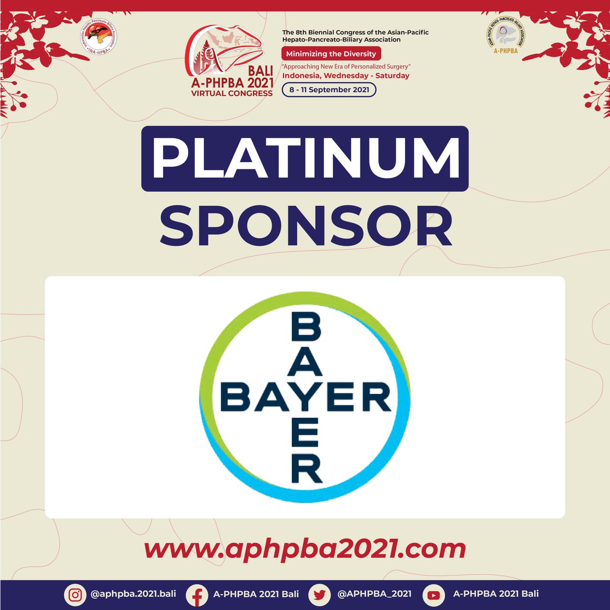 APHPBA_2021's tweet photo. A-PHPBA 2021 Bali - Virtual Congress is officially finished.

We would like to say huge THANK YOU for our PLATINUM SPONSORS :
 
- Bayer @Bayer 
- Dexa Medica 
- Erbe 
- Karl Storz
- Pfizer Indonesia

See you in 2023!

#APHPBA2021 https://t.co/SjXrKmw44Z