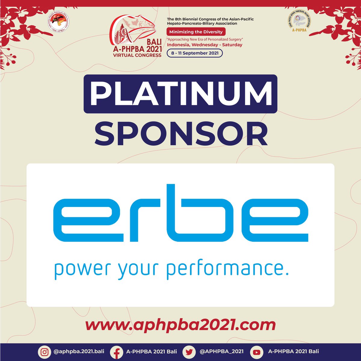 APHPBA_2021's tweet photo. A-PHPBA 2021 Bali - Virtual Congress is officially finished.

We would like to say huge THANK YOU for our PLATINUM SPONSORS :
 
- Bayer
- Dexa Medica
- Erbe
- Karl Storz
- Pfizer Indonesia @pfizer 

See you in 2023!

#APHPBA2021 https://t.co/SVSJseyWjk