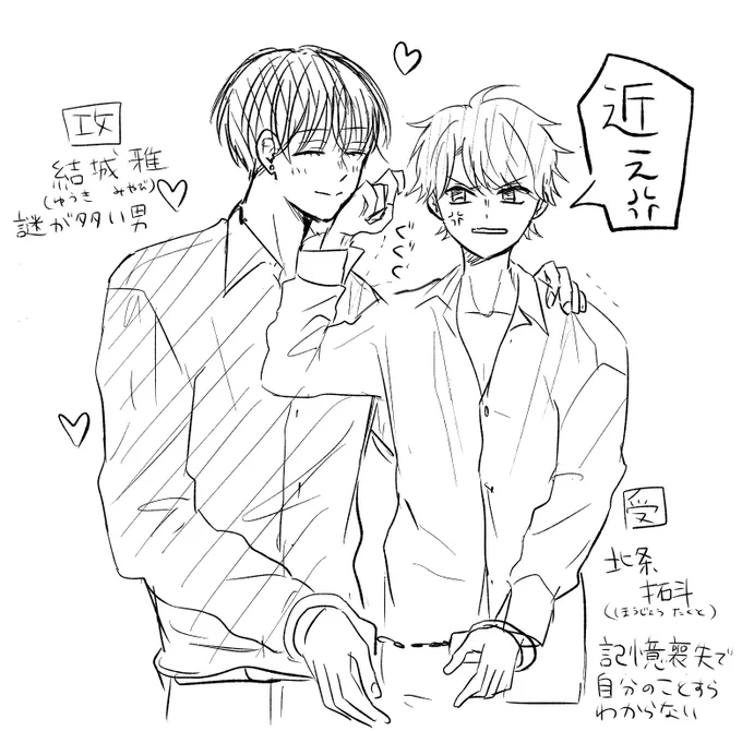 あらすじに名前出てたから
本編のネタバレにならない程度の前情報
カバーイラストの後拓斗キレてそうだなって思って落書き
(手錠はただの小道具) 