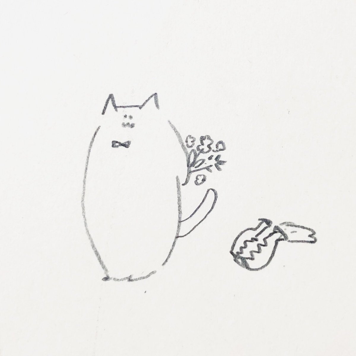 花束を作った猫 