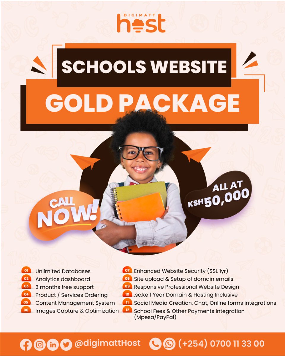 digimatthost's tweet photo. Let us create your School a professional custom website that will fit your need. Digitization of school systems will help your school function better. Talk to us today. Call us on 0700113300 or email: sales@digimatthost.co.ke
#DigimattIn001 https://t.co/VkrcsXLsIx