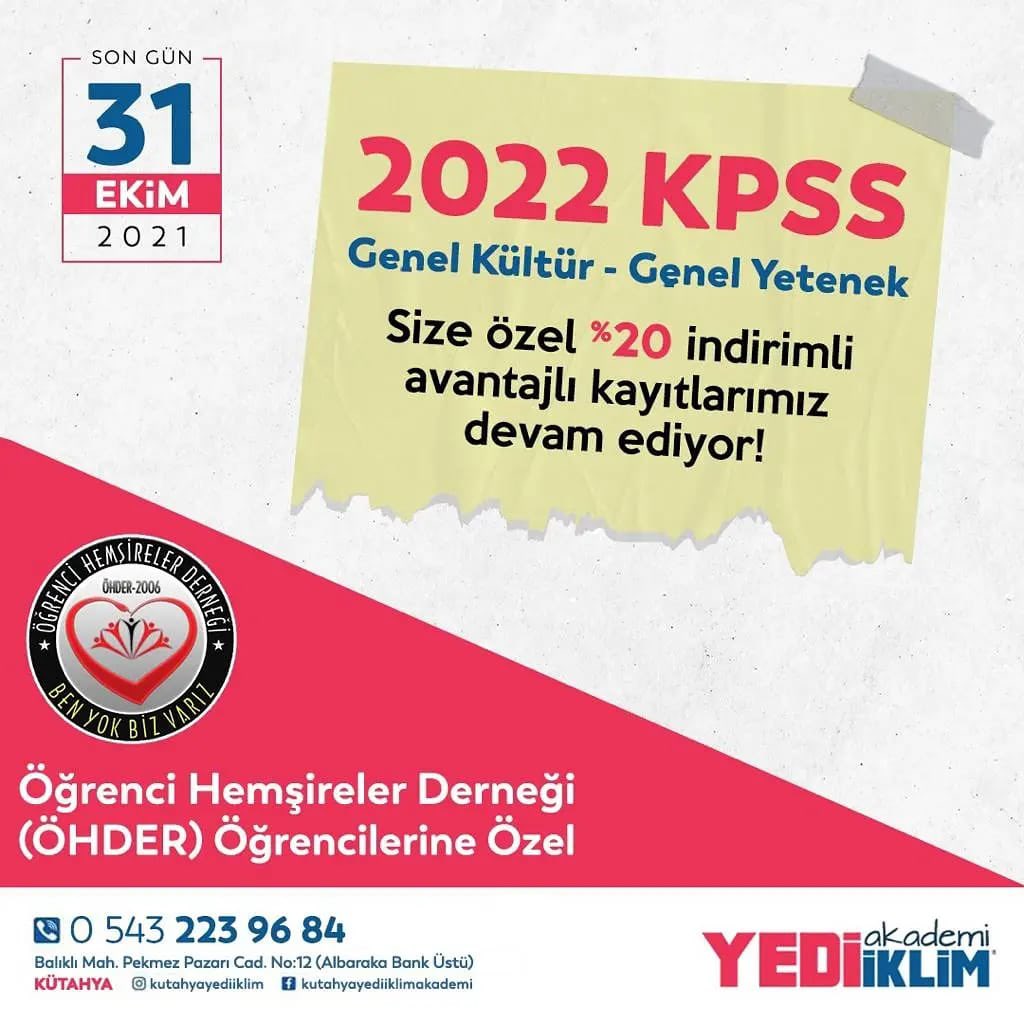 ohder2006's tweet photo. 🎉🎉 ÖHDER ÜYELERİNE YEDİİKLİM AKADEMİ ‘DEN 2022 KPSS-B (GENEL YETENEK - GENEL KÜLTÜR) ÖZEL İNDİRİMİ 🎉🎉 https://t.co/jf5oRjXXIN