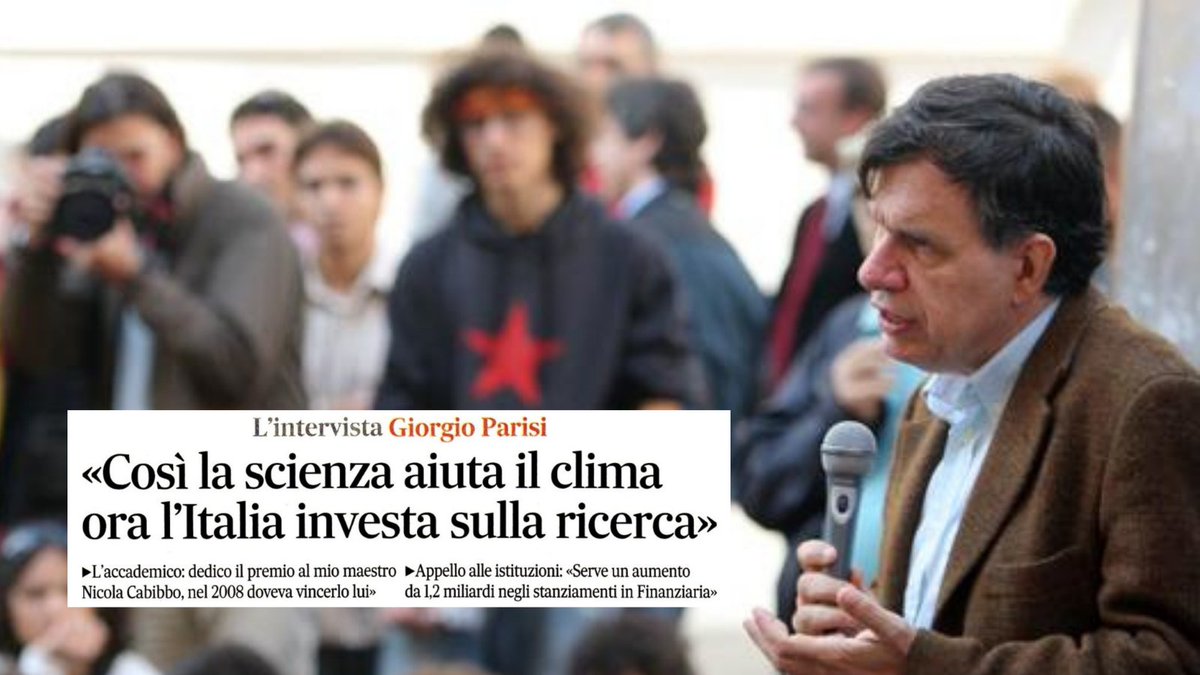 FLC_CGIL_Lazio's tweet photo. Oggi l'intervista del #PremioNobel Giorgio Parisi su @ilmessaggeroit🗞️

Il professore della @SapienzaRoma chiede alle istituzioni un aumento da 1,2 miliardi negli stanziamenti in Finanziaria alla #Ricerca. Lo ricordiamo a Montecitorio, nel 2008, contro tagli e #riformaGelmini. https://t.co/E0csRBypfC