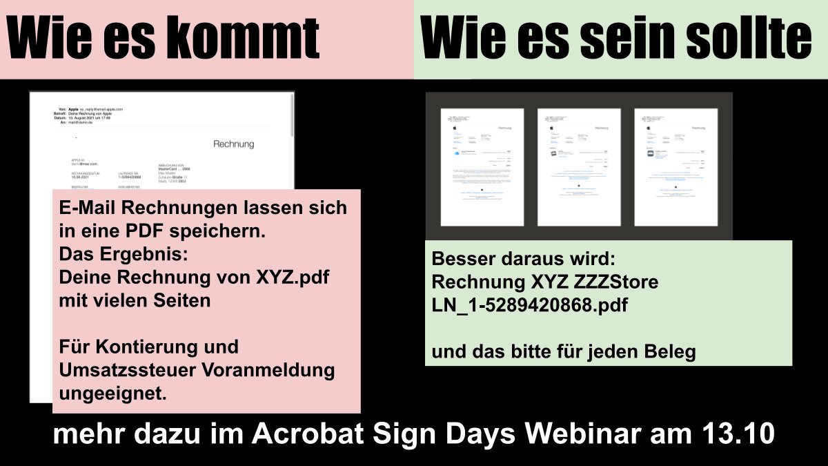 actinosoftware's tweet photo. Rechnungen geben den Takt für die digitale Transformation vor. Einige erschweren Kontierung und Übermittlung an das Finanzamt. Gut, dass man PDF-Rechnungen mit Acrobat per JavaScript aufteilen und sinnhaft benennen kann. Mehr dazu...
https://t.co/y1najV37rs #Digitalisierung #pdf https://t.co/v8Y9GtiF1r