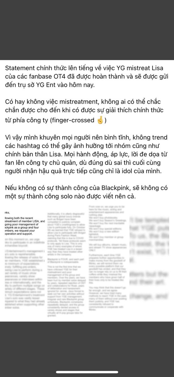 phuong1188's tweet photo. Thay vì công kích yg và đòi lại công bằng cho Lisa thì lại có một số bạn lại đi công kích tạo áp lực đối vs các thành viên khác của BP.  Bảo vệ Lisa và đừng làm tổn thương đến các thành viên còn lại
#YGLetLisadoHerWork https://t.co/41WJNlUX2E