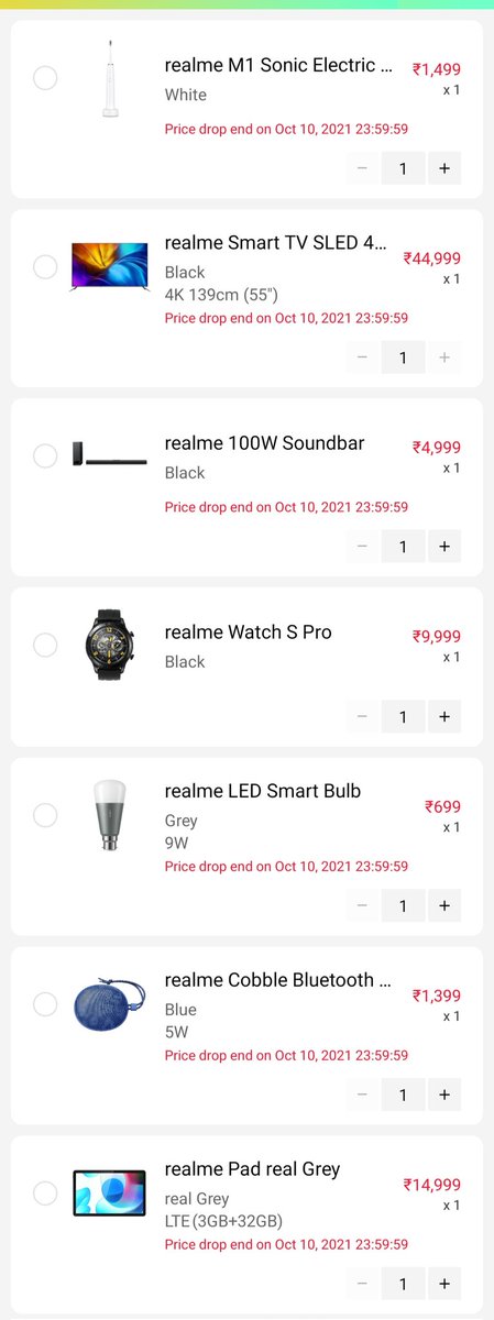 beardedclicker's tweet photo. Here is my wishlist/cart of Realme store app, which is increasing day by day๐. This diwali would be much brighter for me if I won any one or two among of this ๐ค๐ป.
Tiny Wish๐
#MakeAWishList #realmeFans
@MadhavSheth1 @realmeIndia @NeonVikash https://t.co/JLDGvJsrBX