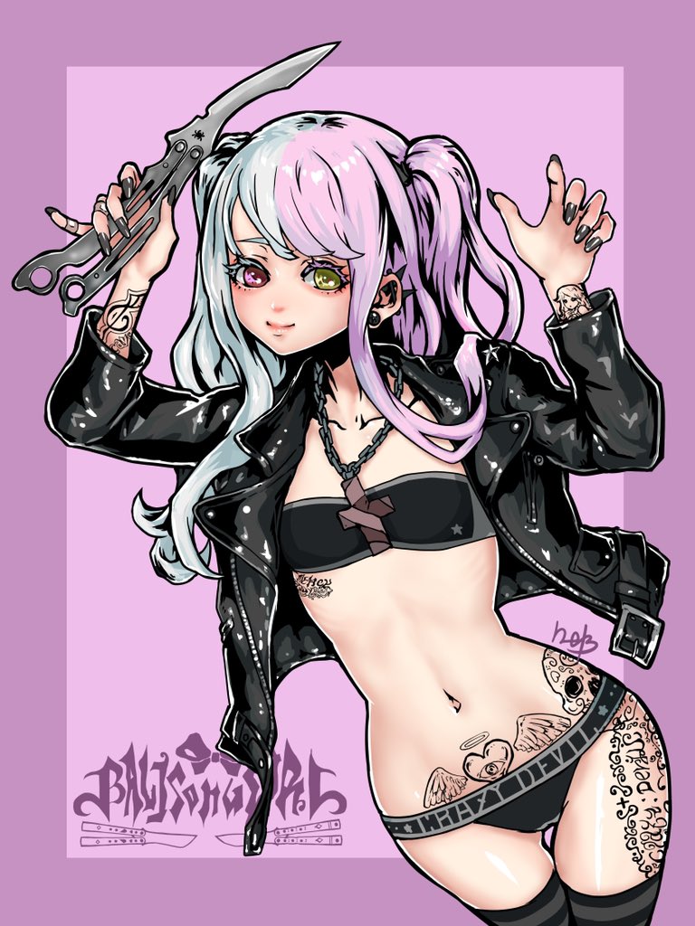 「【新作バリソンガール】

おなじみブレーメン🙌

#バタフライナイフ
#バリソ」|neroのイラスト