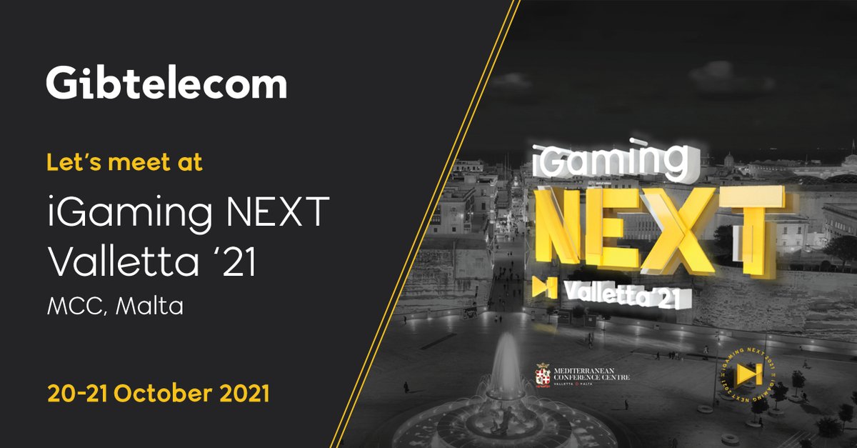 GibtelBusiness's tweet photo. Join us at iGaming Next Valletta, #Malta
Visit our stand – B21
#GibtelecomBusiness #iGamingNext #nextvalletta21 #conference #iGaming #globalhosting #cloudcomputing #globalcarrier #internationalexpansion https://t.co/FUfGJh9iwV