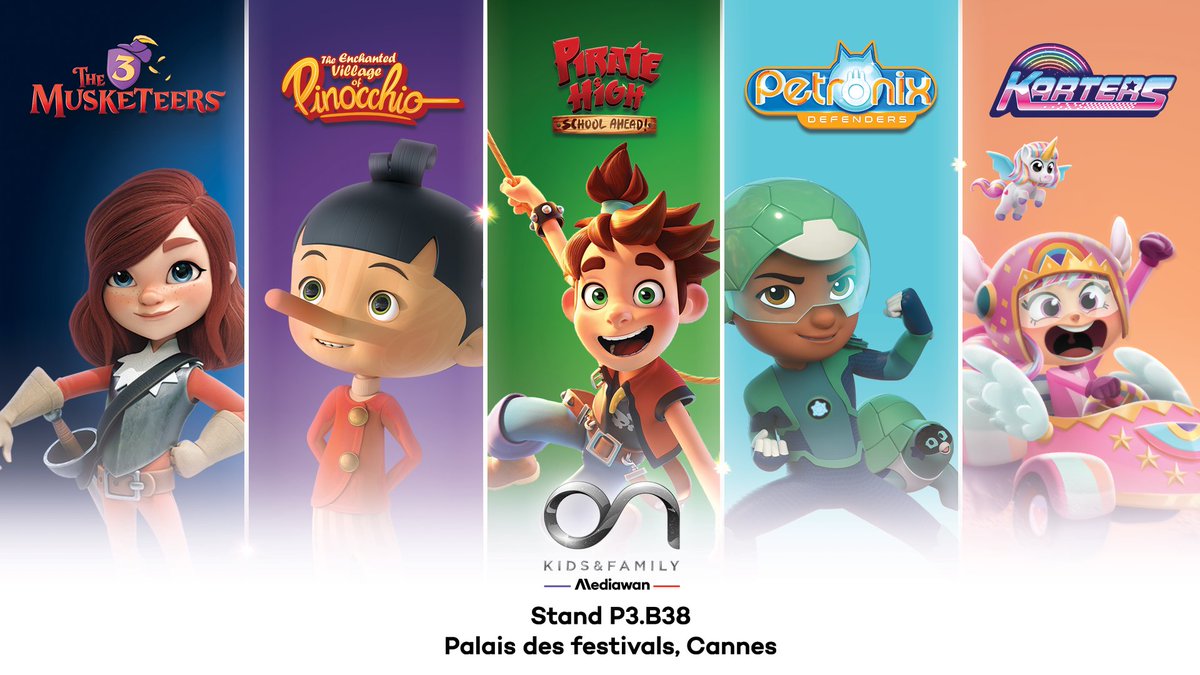 Mediawan_kf's tweet photo. Thrilled to be back at #MIPCOM!
✨ Come & discover our new stories and characters!
🌐 New worlds of animation coming soon on screens.
📍 Stand P3.B38
______
#The3Musketeers #Pinocchio #PirateHigh #Petronix #Karters #Mediawan #MIPCOM21 https://t.co/OlsYn27icP
