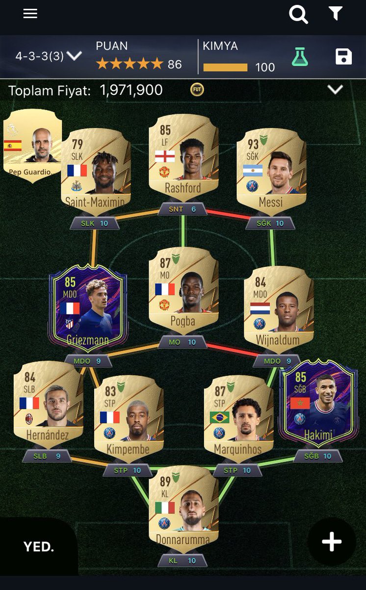 emdurann's tweet photo. @FUTMuhendisi Taktiklerden 4231'e dönüyorum önerisi olan varsa değiştirebilirim griezmann hakimi ve hernandez satılamaz https://t.co/YnLwdwTgbN