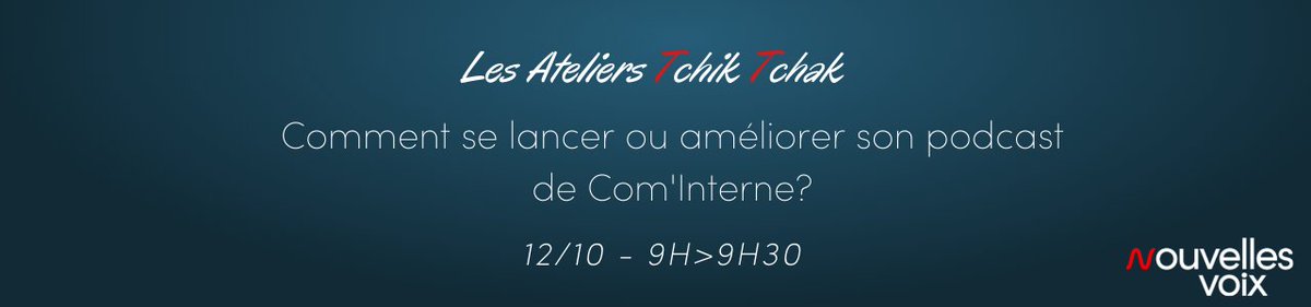 🎙 Comment se lancer ou améliorer son #podcast de #ComInterne ?

Notre prochain atelier de 30 min aura lieu mardi 12 Octobre de 9 h à 9 h 30.

Vous avez 6 jours pour réserver votre place.