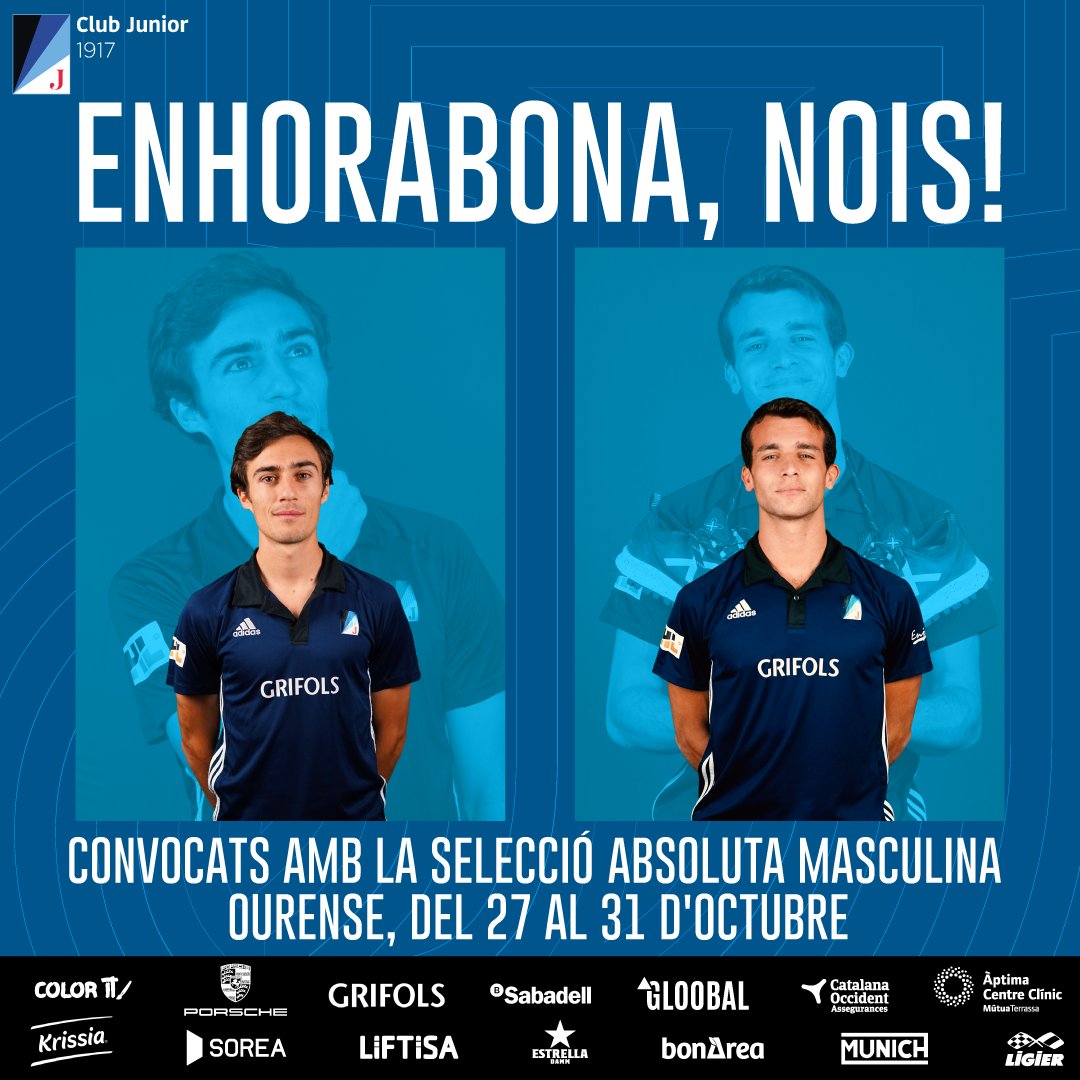 hockeyjunior's tweet photo. 🔵⚫Enhorabona al nostre jugador Oriol Salvador i també al Marc Serrahima, jugador de l'HGC holandès provinent del nostre planter, per la convocatòria a la primera llista del nou seleccionador, Max Caldas!💪💪 #bategablauinegre https://t.co/5BCR4zrN9j