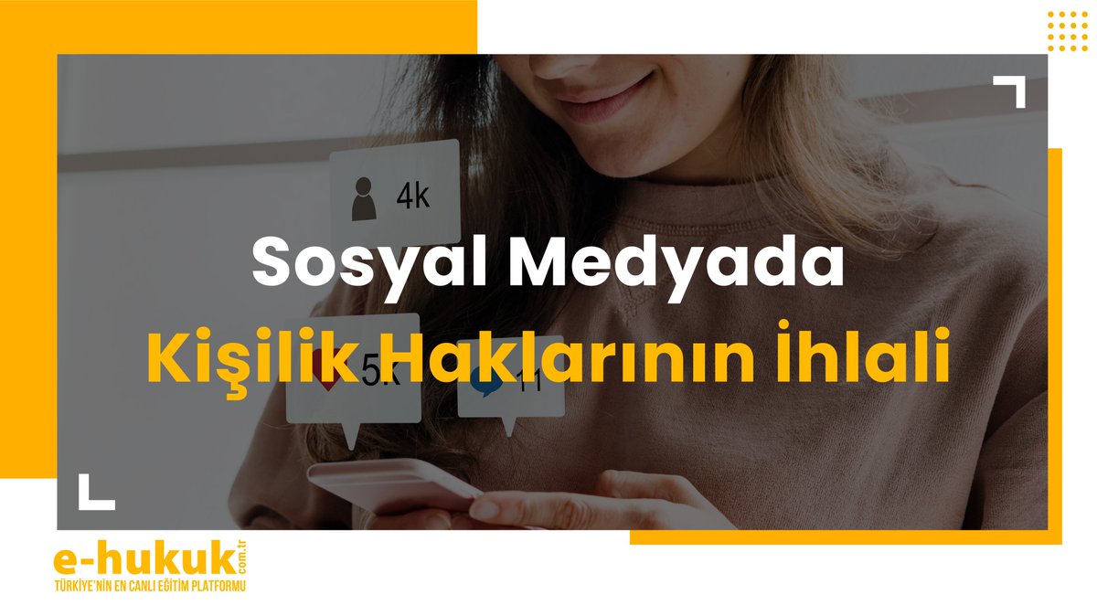 Sosyal medya  paylaşımlarında kişilik hakkı ihlali oluşturan söylemler, hakaret, iftira, tehdit, şantaj ya da özel hayatın gizliliğini ihlal gibi kişiliğe karşı işlenen suçları oluşturabilir. 
Blog yazısının tamamına aşağıdaki linkten ulaşabilirsiniz. 
📌 e-hukuk.com.tr/sosyal-medyada…