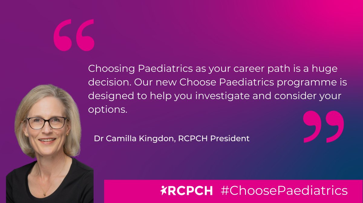 Dr Camilla Kingdon, @RCPCHPresident introduces the brand new #ChoosePaediatrics programme in her blog. Read it here! rcpch.ac.uk/news-events/ne…