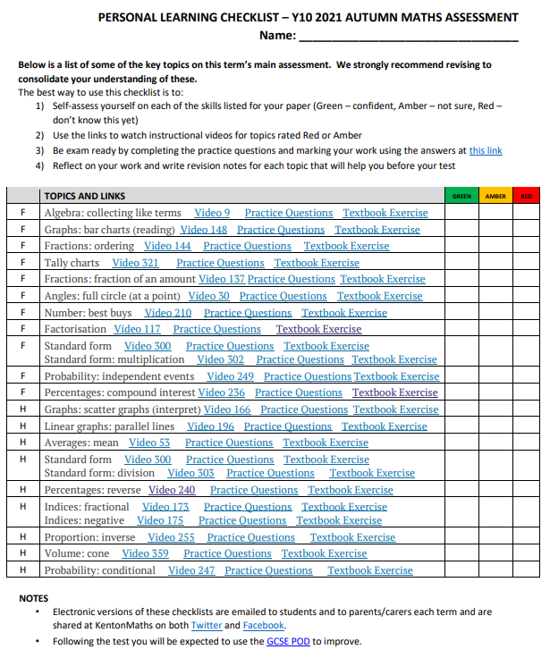 KentonMaths's tweet photo. FAO Year 10 students!

You will be completing a formative assessment next week. It will take place on the following dates:

Pop K  Tuesday 12th October Period 3
Pop S Tuesday 12th October Period 1

The PLC is  attached to this post.

Good luck! https://t.co/rpf2veJKMF
