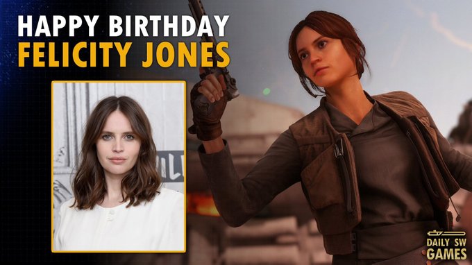 Happy 38th birthday to the wonderful Felicity Jones, who portrayed Jyn Erso in Rogue One: A Star Wars Story! 