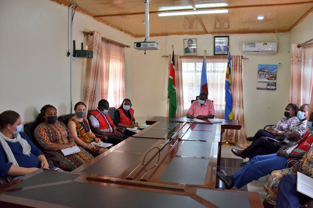 KenyaRedCross's tweet photo. Here in Turkana, we launched this @USAIDKenya funded project today- led by our Deputy Secretary General @AnnetteMsabeni- we paid a courtesy visit to Mr. Peter Eripete, County Secretary of Turkana County. The project is targeting communities in the hard-to-reach areas. https://t.co/E5rtpGmmgc