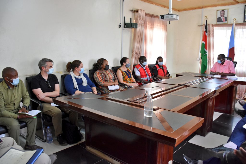 KenyaRedCross's tweet photo. Here in Turkana, we launched this @USAIDKenya funded project today- led by our Deputy Secretary General @AnnetteMsabeni- we paid a courtesy visit to Mr. Peter Eripete, County Secretary of Turkana County. The project is targeting communities in the hard-to-reach areas. https://t.co/E5rtpGmmgc