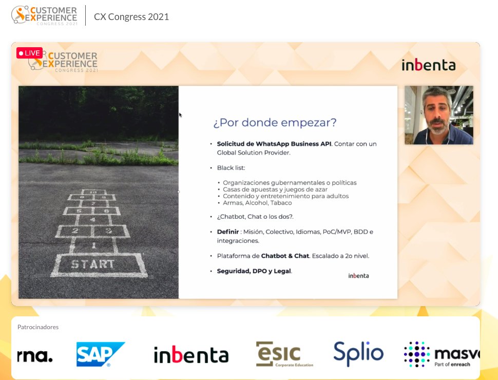 #CXDigitalCongress en directo:

¿Cómo empezar un proyecto de #chatbot para Whatsapp? <a href="/beyond_search/">Julio Prada</a> nos lo explica: