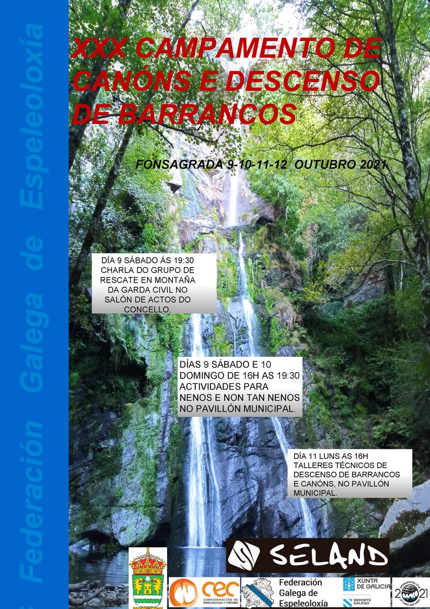 fonsadeportes's tweet photo. 🧗 O luns día 11  a partir das 16.00h teremos para todo o público en xeral, talleres técnicos informativos. Técnicas novas e maniobras. No Pavillón Municipal.

#Espeleoloxía
#Fonsagrada
#ConcelleríaDeDeportes
#FederaciónGalegaDeEspeleoloxía https://t.co/ObgiJbOo5T