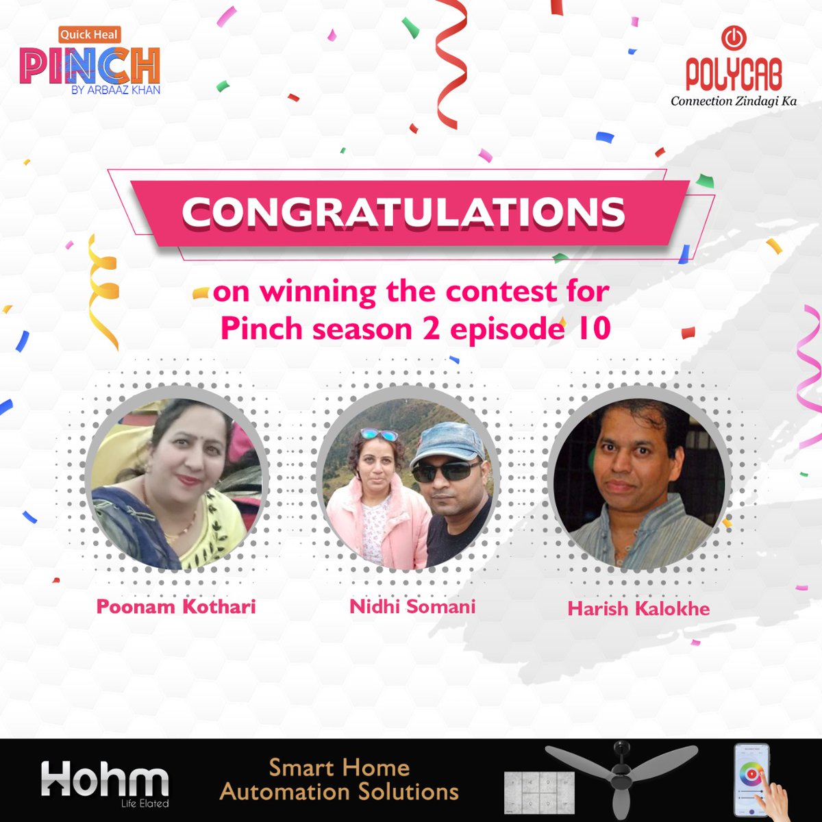 PolycabIndia's tweet photo. Drumrolls ๐ฅ๐ฅ๐ฅ
These are the winners of the PolycabxPinch contest! ๐
Thank you to everyone who participated in the contest. Winners, kindly reach out to us via DM for further details!
#Polycab #ConnectionZindagiKa #PINCH #PolycabHohm #PolycabHohmxPinch #PolycabPinch https://t.co/futzOy4mY0