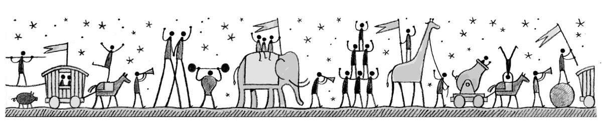 The pencil drawing of the travelling circus that starts all the problems in my book 'The Little Wooden Robot and the Log Princess'. More about the book here: https://t.co/MnvNrXdss4