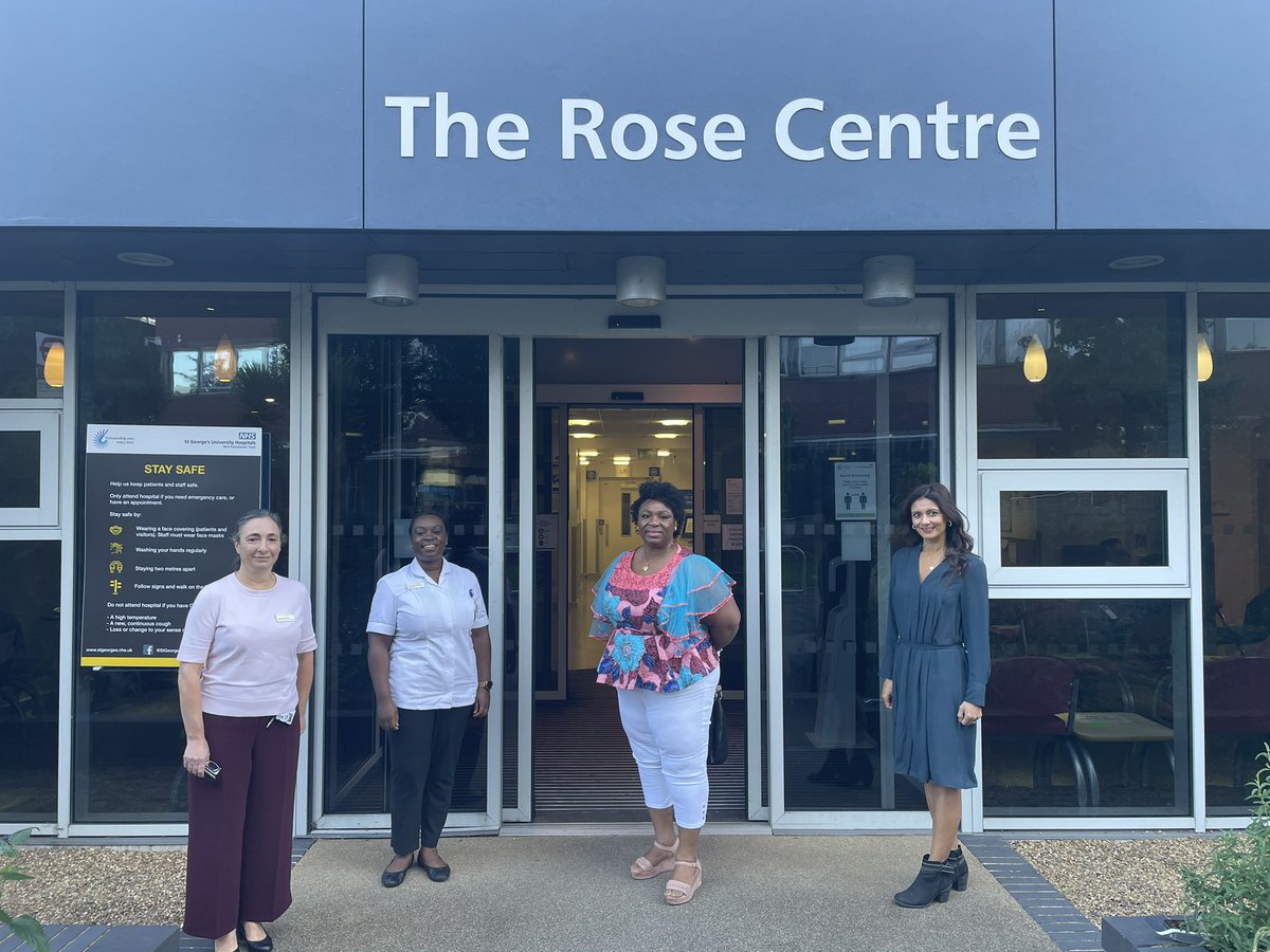 SWLBSS's tweet photo. After filming this morning . Our patient Joyce outside the Rose centre with our director, our deputy superintendent Letitia , our patent Joyce and @itv Dr Anisha Patel . https://t.co/coLn1FitOM