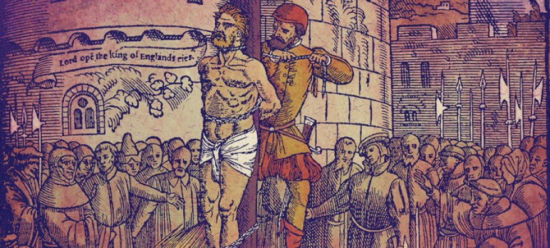 DustinBenge's tweet photo. On this day, in 1536, William Tyndale was strangled and burned at the stake for translating the Scriptures into English for the common man. 

His final words, “Lord, open the King of England’s eyes.”

How we need such bold and courageous men and women in our own day. https://t.co/eILWOONmFb