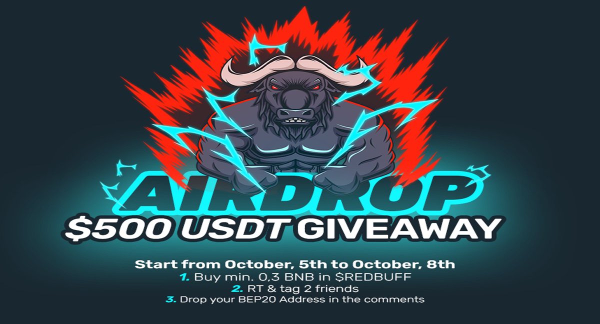 🔥 REDBUFF IDO #Giveaway
⭐⭐▪️ 2/3
💰 REDBUFF token worth 500 USDT to win
🚀 Giveaway Link: x.com/BuffaloswapDex…

-RT &amp; tag 2 friends
-Buy min. 0,3 BNB in REDBUFF Presale here; app.unicrypt.network/amm/pancake-v2…
-Drop your BEP20 Address in the comment 
-Join TG t.me/buffaloswap