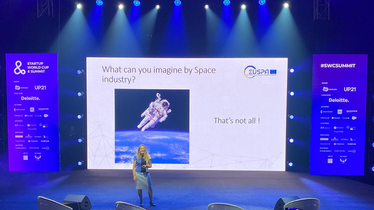 EU4Space's tweet photo. .@SWCSummit is well underway🌠! 
Our Market Development Team is there to tell you more about #EUSPA, #myEUspace competition, &amp; other entrepreneurship activities.
P.s.: #DYK that EUSPA HQ is not that far from the #SWCSummit location🧐?
https://t.co/t1PzR3RmmP https://t.co/sYLRxlMLta