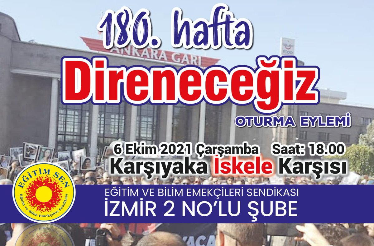 sukran_kablan's tweet photo. KESK MYK üyeleri, Eğitim Sen Genel Başkanımız Nejla Kurul ve Eğitim Sen MYK üyeleriyle beraber 180. hafta oturma eylemine katılacağız.  KHK’li arkadaşlarımızın işlerine iade edilmesi için biraraya geleceğiz. https://t.co/6IrQstpVL9
