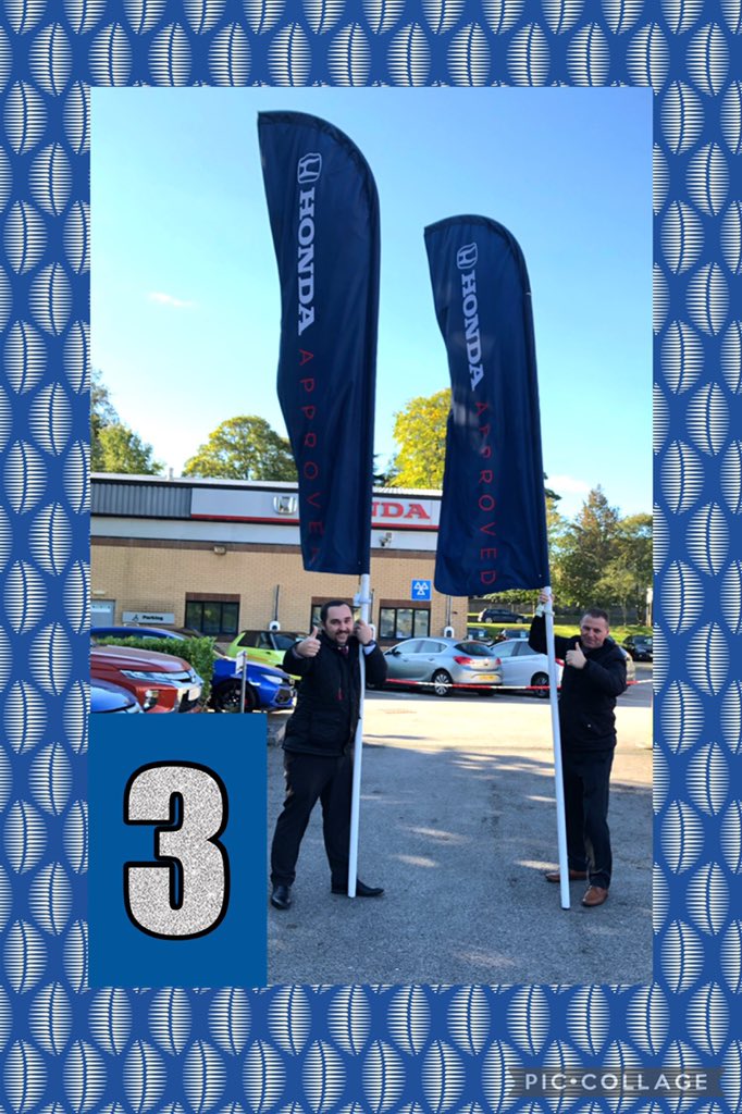 EmmaCooper2021's tweet photo. With only 3 days to go to the @MarshallHonda #Harrogate #HRV #ehev Event on Saturday 9th October our Sales Team have got the flags out in anticipation of its arrival from @Honda_UK 🙋🏻‍♂️🚩🙋🏻‍♂️
We are all excited for the event this Saturday at our Dealership 😎
#CustomerExperience https://t.co/iGwW3AAVlu