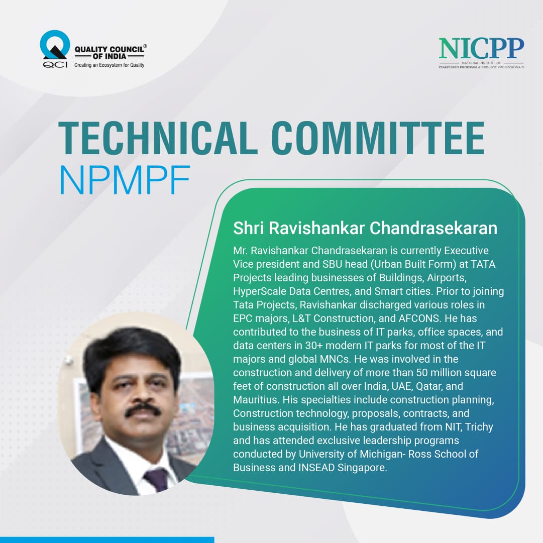 QCI_NICPP's tweet photo. Introducing the Technical Committee members responsible for giving shape and direction to the #NPMPF initiative.
#ProjectManagement https://t.co/GwbkkTbfkk