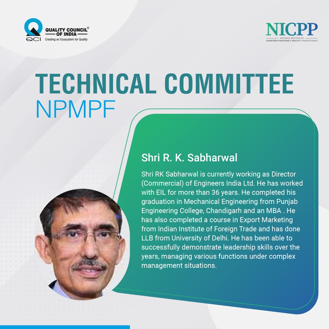 QCI_NICPP's tweet photo. Introducing the Technical Committee members responsible for giving shape and direction to the #NPMPF initiative.
#ProjectManagement https://t.co/GwbkkTbfkk