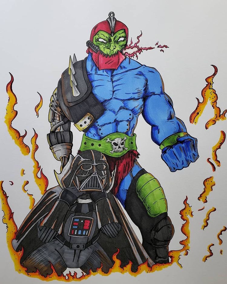 #MASTERSOFHALLOWEEN DAY 11 Prompt: Revenge of the Sith! Perfect time to revisit the 💥Darth Vader Cross-Over Art from Week 107 of the #motudrawingchallenge Artwork by @sampanico @TheNightDusto @shaneoid77 @Ferrell322 #darthvader #rots #revengeofthesith #heman #starwars