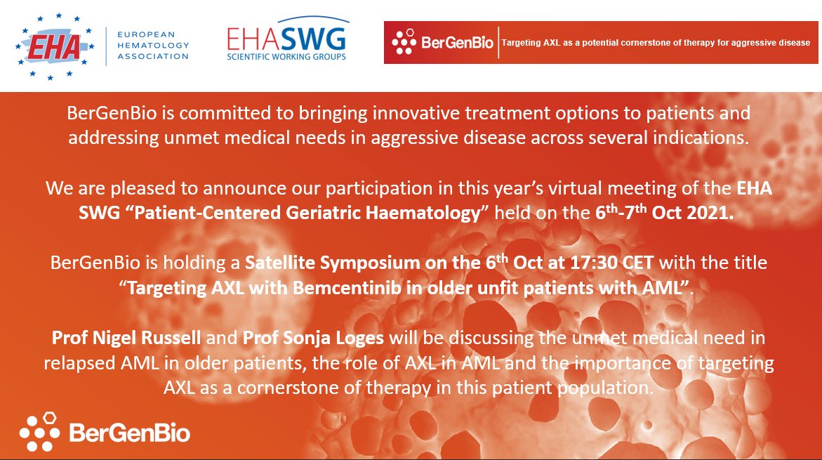 Register to watch BerGenBio's Satellite Symposium taking place today at the EHA SWG at 17:30 CET here: ehaweb.org/meetings/swg-o…

#EHA #hematology