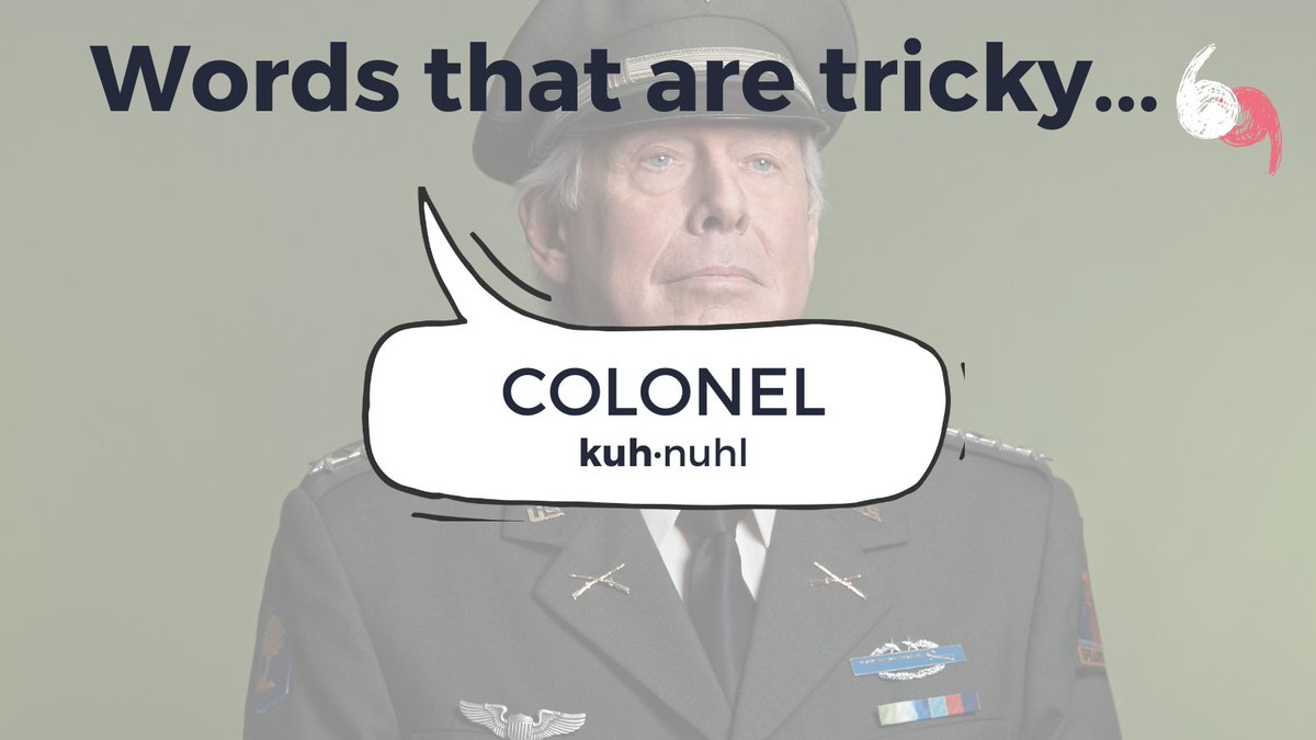 /ˈkəːn(ə)l/ 🎖️
“a rank of officer in the army and in the US air force, above a lieutenant colonel and below a brigadier”
Colonel came from the 16th-century French word coronelle. But it’s pronounced the same as ‘kernel’ as in popcorn kernel! 
#pronunciationtips #accentsoftening