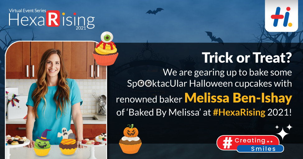 HexawareGlobal's tweet photo. #Halloween celebrations at #HexaRising were full of smiles and cheers as our guests had a splendid time preparing tie-dye cupcakes with celebrity baker Melissa Ben-Ishay. Here are some glimpses.
@bakedbymelissa
#HexaLife https://t.co/Ou2Q3JuCxI