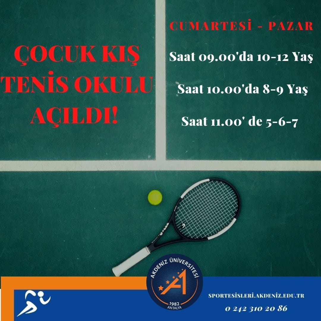 akdenizunivspor's tweet photo. Tenis sporunu öğrenmek, geliştirmek ve okul dışında kalan zamanlarını sporla geçirmek isteyen çocuklarımızı,

Akdeniz Üniversitesi Spor Tesisleri Kış Tenis Okulumuza bekliyoruz...
🎾
@ozlenenozkn 
@drmuratturhan 
@nazifalgr https://t.co/1XfjdjVZGx