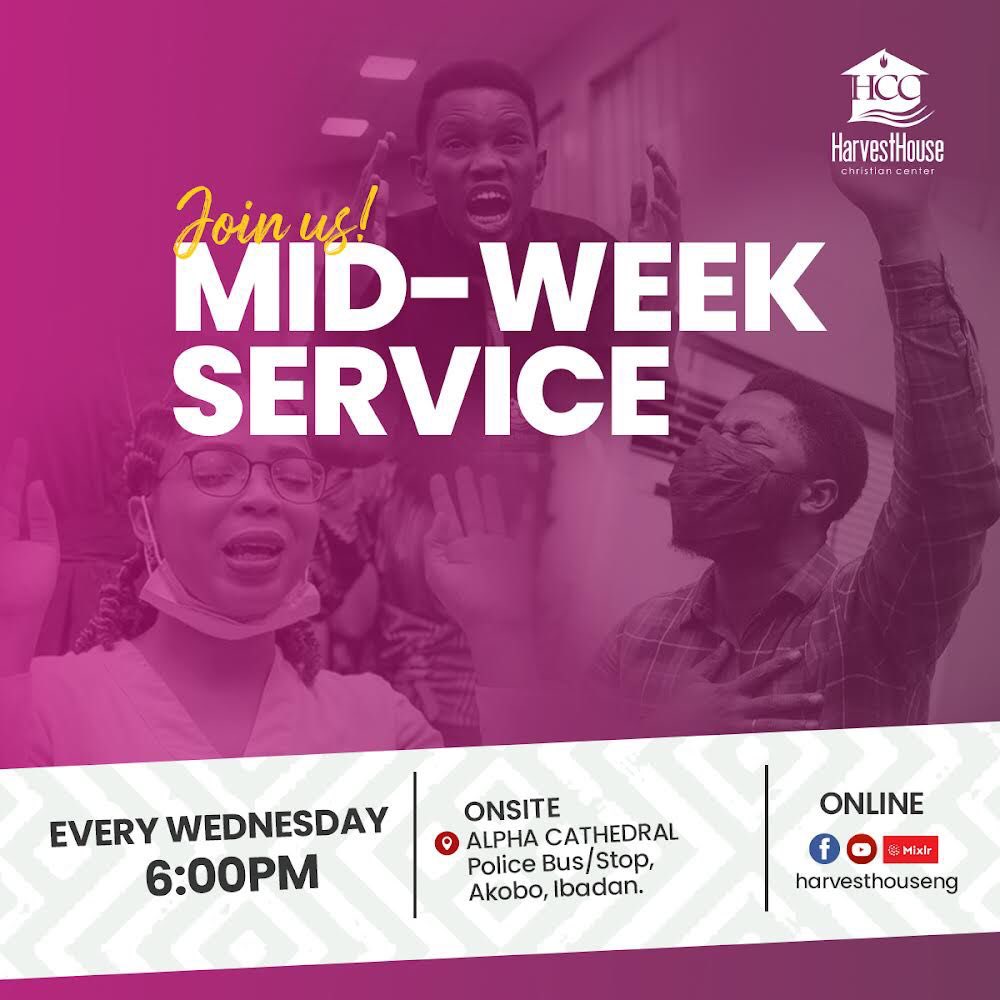 harvesthouseng's tweet photo. It is another Wednesday to dig in deep. Let’s meet at the Alpha Cathedral this evening, fam! 😍
Time is 6pm and you can also join on our streaming platforms.
#WordHuntService
#HarvestHouseNation https://t.co/1ki83DLz0N
